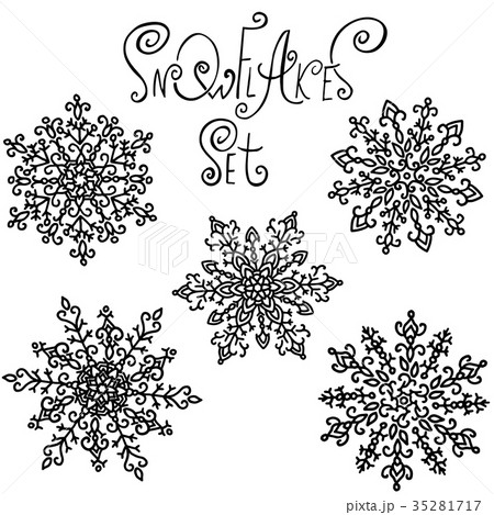 Set of snowflakes. Holiday collection. Black and Set of snowflakes. Holiday collection. Black and 35281717