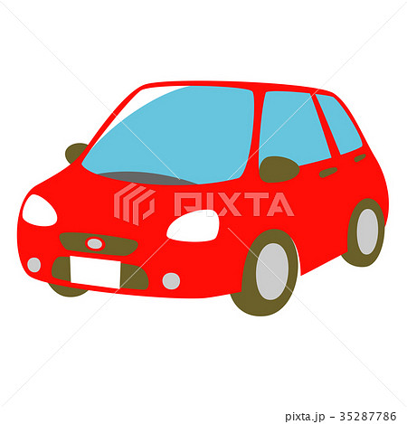 赤い車 斜め前面のイラスト素材