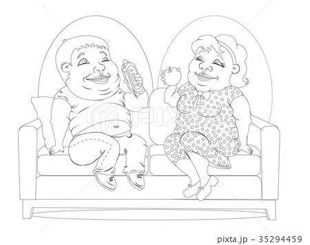 Fat people on the couch white and black Fat people on the couch white and black 35294459