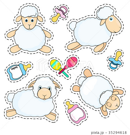Set of stickers sheep in cartoon style 35294618