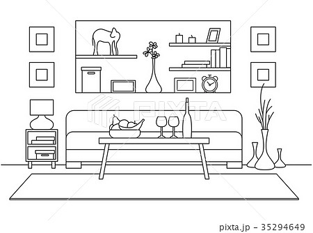 Linear sketch of interior. Linear sketch of interior. 35294649