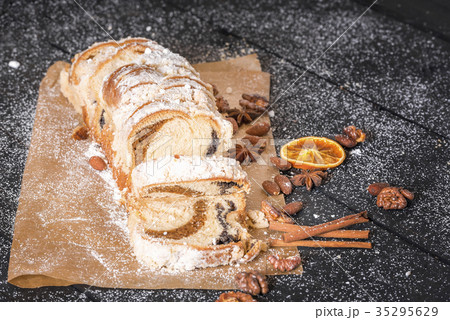 Delicious pound cake on backing paper 35295629