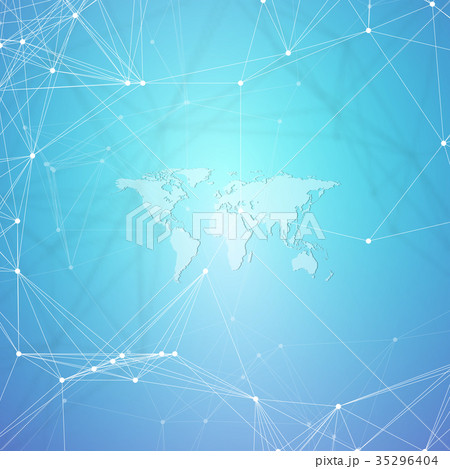 White world map with chemistry pattern, connecting 35296404