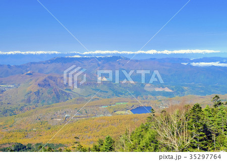 秋の女神湖と北アルプス 秋の女神湖と北アルプス 35297764