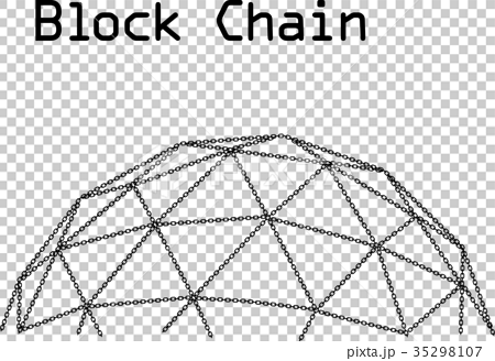 ブロックチェーン 球体イメージのイラスト素材