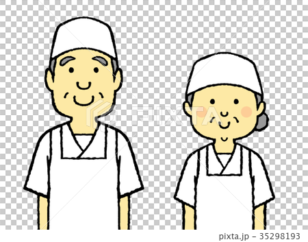 和食屋のシニア店員 白衣 和帽子 和食屋のシニア店員 白衣 和帽子 35298193