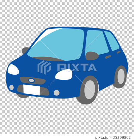 青い車 斜め前面のイラスト素材