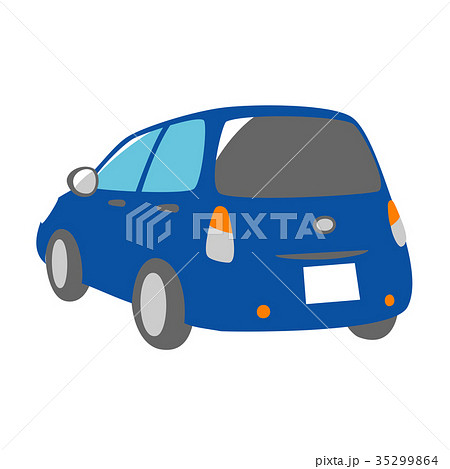 青い車 斜め背面のイラスト素材