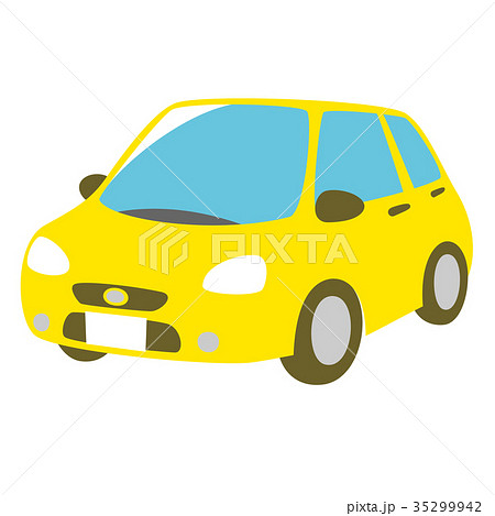 黄色の車 斜め前面のイラスト素材