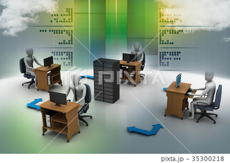 Networking people with server Networking people with server 35300218