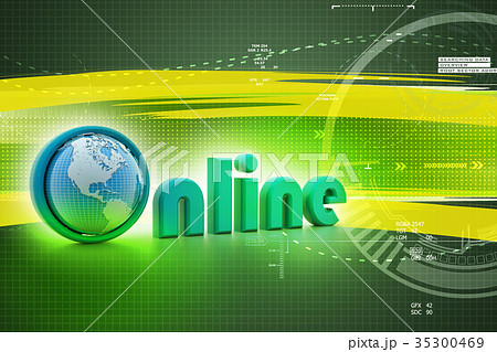 On-line illustration with globe. 35300469