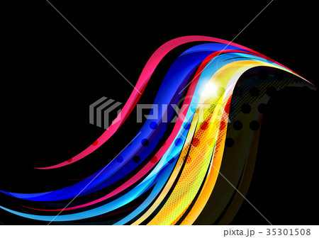 Rainbow color wavy lines on black background Rainbow color wavy lines on black background 35301508