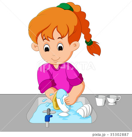 girl washing the dishes 35302887