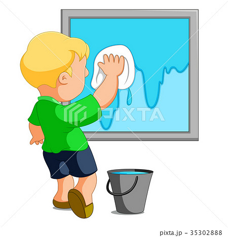 Child cleaning window 35302888