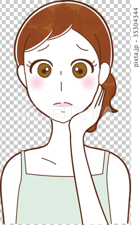Beauty and skin care: Illustration material of a woman with skin trouble Beauty and skin care: Illustration material of a woman with skin trouble 35304344