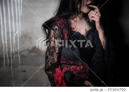 Sexy Beautiful Vampire hungry and finding for blood in abandoned Sexy Beautiful Vampire hungry and finding for blood in abandoned 35304700
