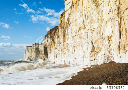 Chalk cliffs between Seaford and Newhaven, England 35308582
