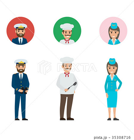 Concept of Captain, Chief-cooker and Stewardess Concept of Captain, Chief-cooker and Stewardess 35308716