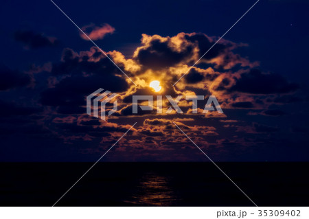 Red moon in the blue sky night. Red moon in the blue sky night. 35309402