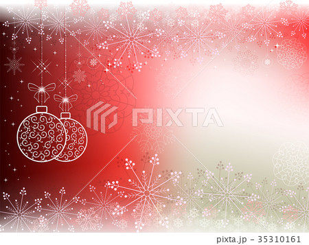 Christmas red, beige background with retro balls 35310161