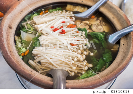 Close-up Bak kut teh or Hokkien ingredient herb 35310313
