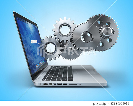 Laptop and gears. Computer online support Laptop and gears. Computer online support 35310945