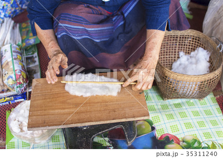 Silk weaving homemade traditional thai fabric. Silk weaving homemade traditional thai fabric. 35311240