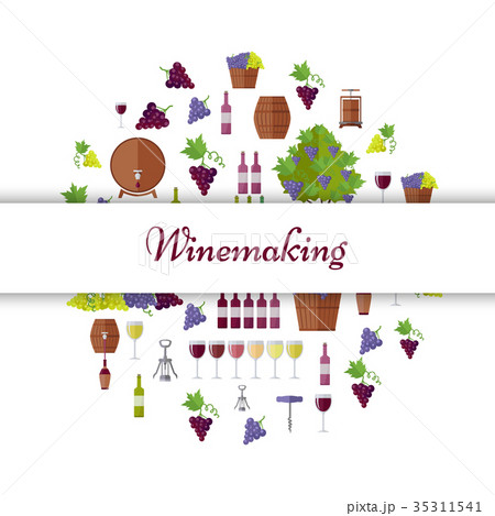 Winemaking Equipment Seamless Pattern in Circle Winemaking Equipment Seamless Pattern in Circle 35311541
