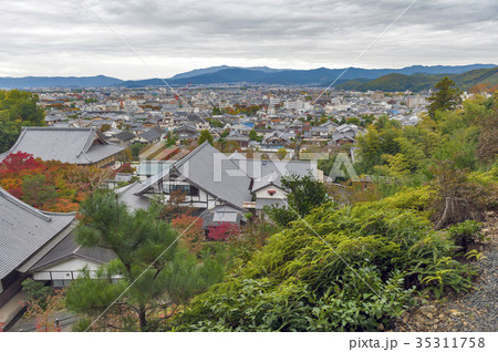 Enkoji Temple and north Kyoto skyline in autumn 35311758