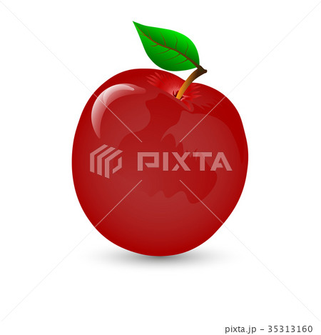 Illustration of an apple with a shadow on a white  35313160