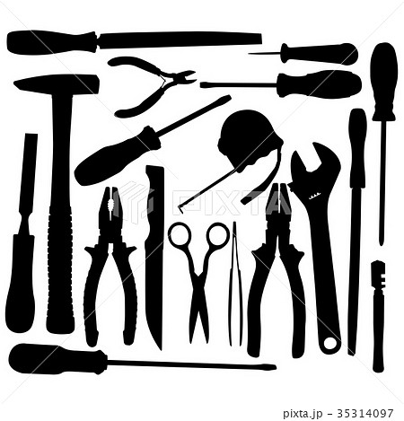 Vector Black Hand Tool Pictogramsのイラスト素材