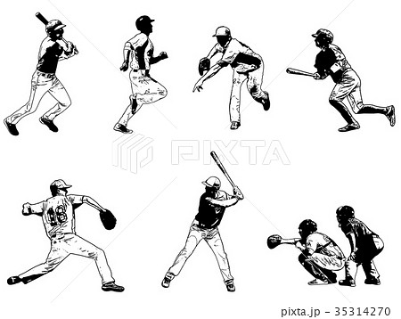 baseball players set - sketch illustration baseball players set - sketch illustration 35314270