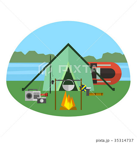 Vector illustration of camping outdoor activity.  35314737