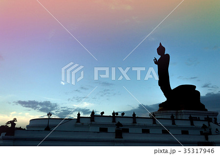 Buddha image in walking posture, Thailand 35317946
