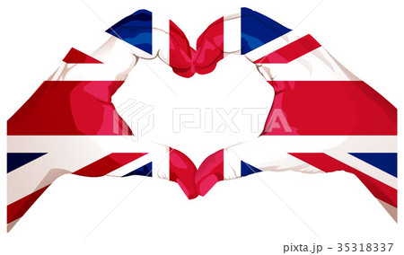 Two palms make heart shape. British flag 35318337