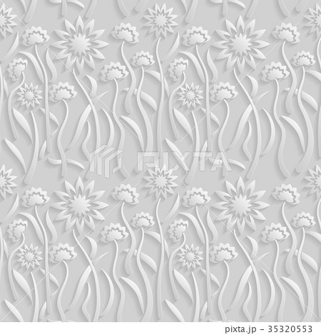 Seamless 3D white  floral pattern 35320553