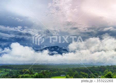 Morning Mist and Fog Moving Slowly at Thailand 35322268