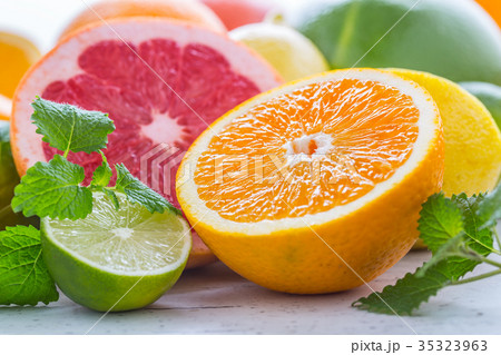 Citrus fresh fruit. Orange grapefruit lemon lime. 35323963
