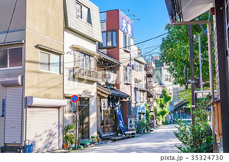 昭和の風景 佃島下町の風景の写真素材