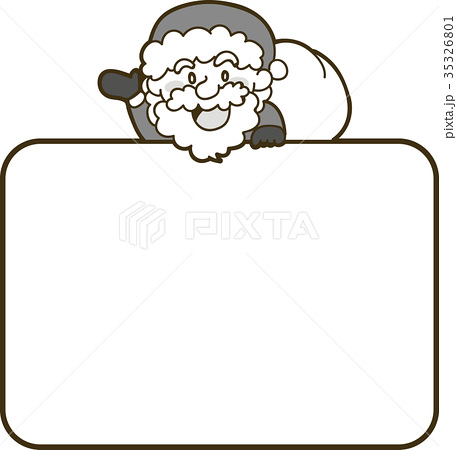 サンタクロースのクリスマスカード素材 白黒 モノクロ のイラスト素材