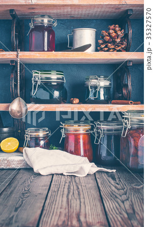 Homemade jam on shelves 35327570