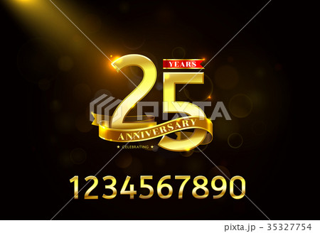 Years Anniversary with Golden Ribbon and bokeh 35327754