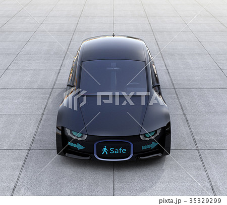 自動運転車のフロント部にデジタル情報表示で車と歩行者のコミュニケーションを図るコンセプト 35329299