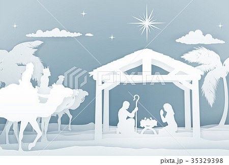 Nativity Christmas Scene Papercraft Style Nativity Christmas Scene Papercraft Style 35329398