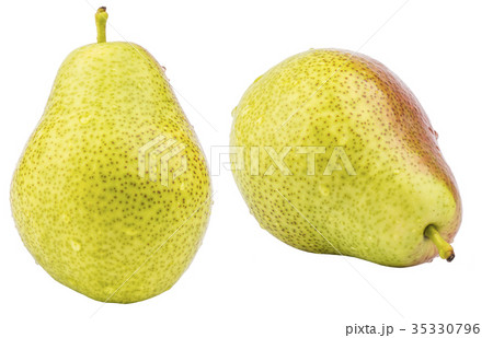 Two ripe yellow pear fruits 35330796