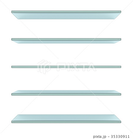 Realistic transparent glass shelves 35330911