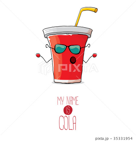 vector funny cartoon cute red paper cola cup with vector funny cartoon cute red paper cola cup with 35331954