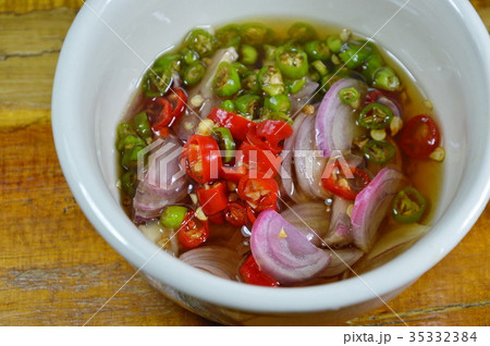 chili and shallot fish sauce in cup chili and shallot fish sauce in cup 35332384