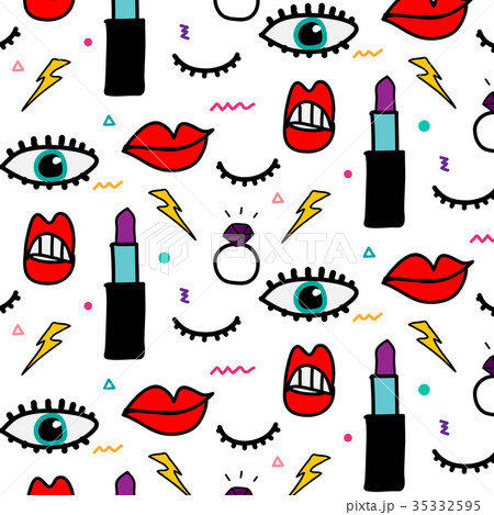 Abstract Eye and Cosmetics Pattern.	 35332595