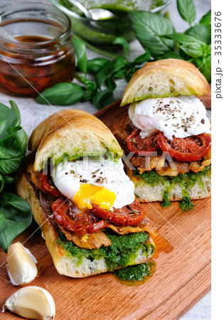 Ciabatta with poached egg Ciabatta with poached egg 35333676